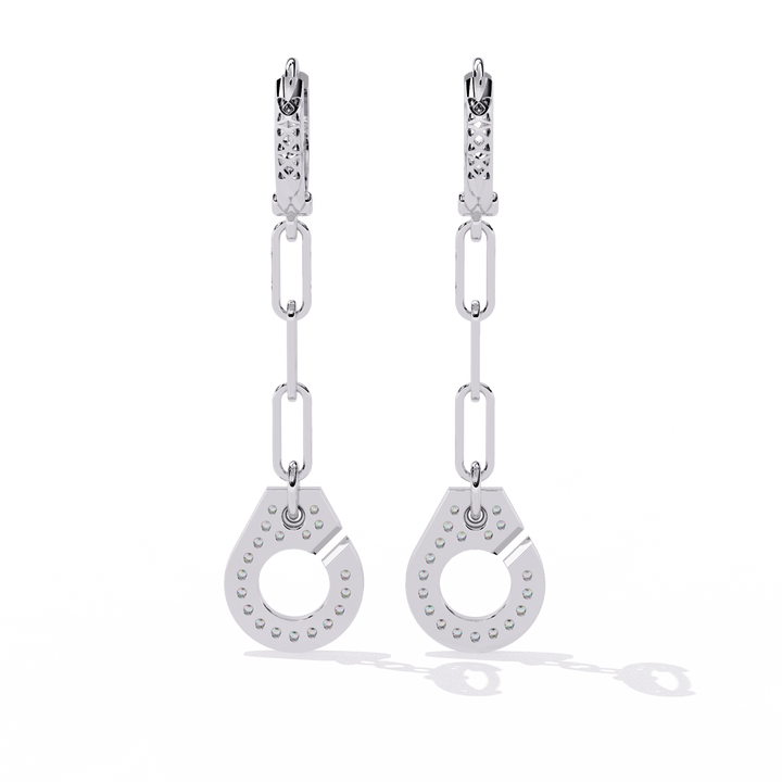 925 silver Drop Chain Earrings with Lab Grown Diamonds