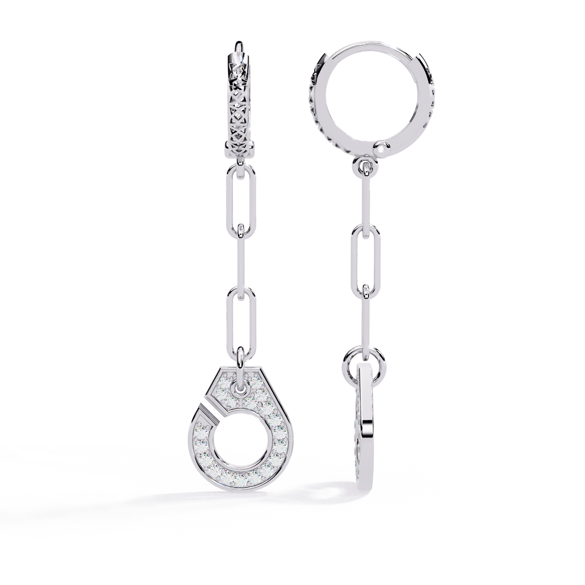 925 silver Drop Chain Earrings with Lab Grown Diamonds