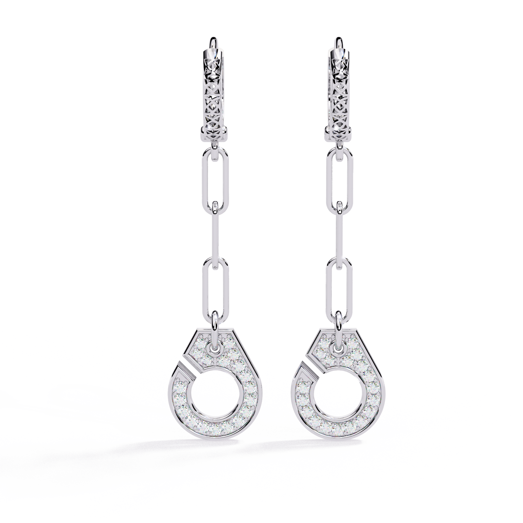 925 silver Drop Chain Earrings with Lab Grown Diamonds