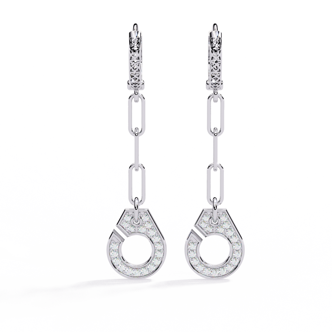 925 silver Drop Chain Earrings with Lab Grown Diamonds