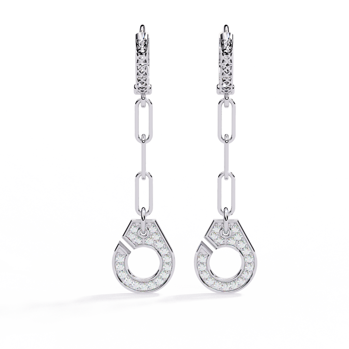 925 silver Drop Chain Earrings with Lab Grown Diamonds