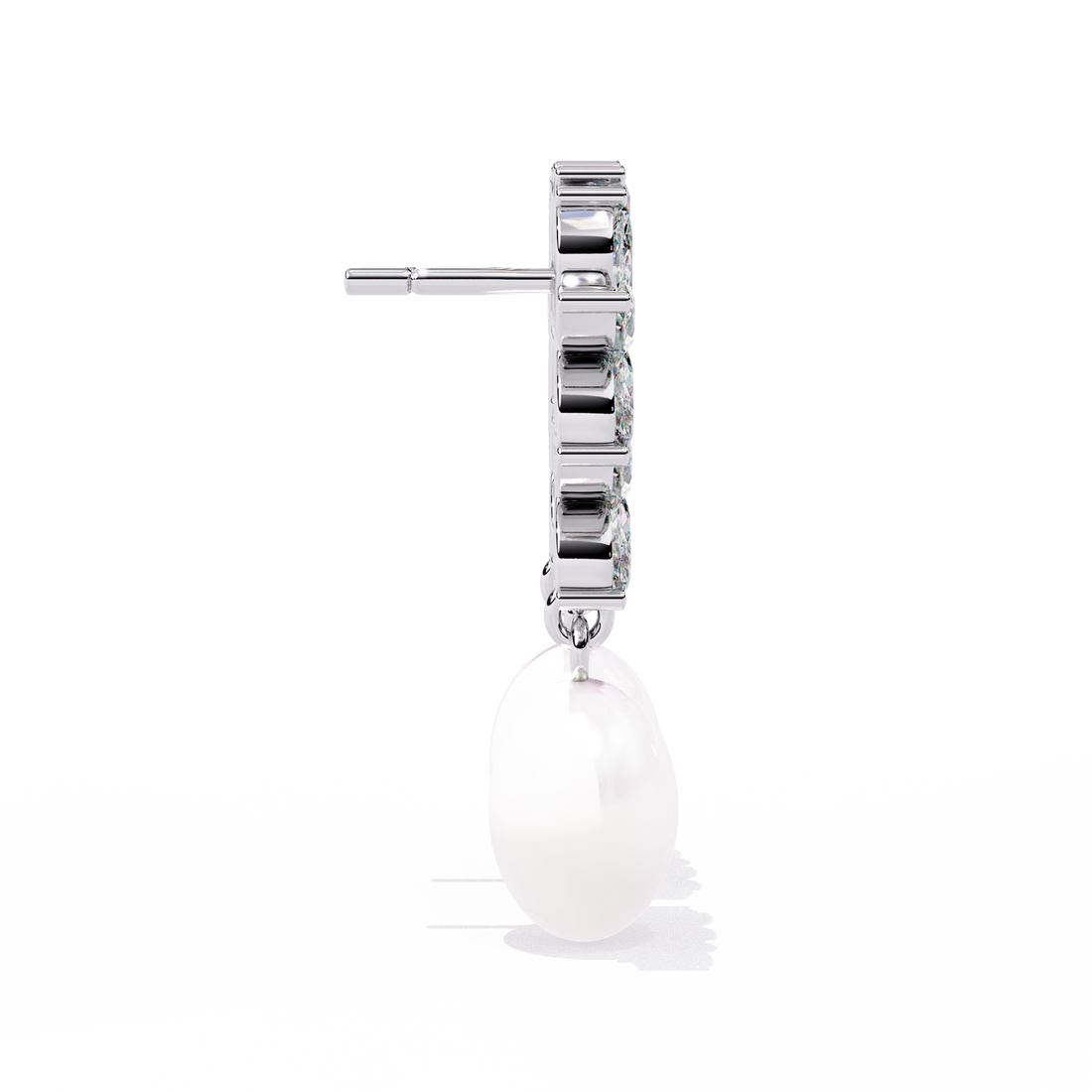 925 silver Floral Diamond Pearl Drop Earrings – Lab Grown Gold Jewelry