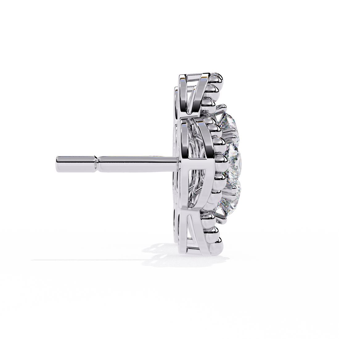 925 silver Gold Clover Diamond Stud Earrings – Lab Grown Diamond Jewelry