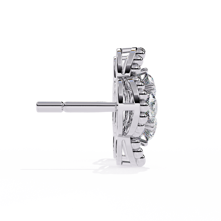 925 silver Gold Clover Diamond Stud Earrings – Lab Grown Diamond Jewelry