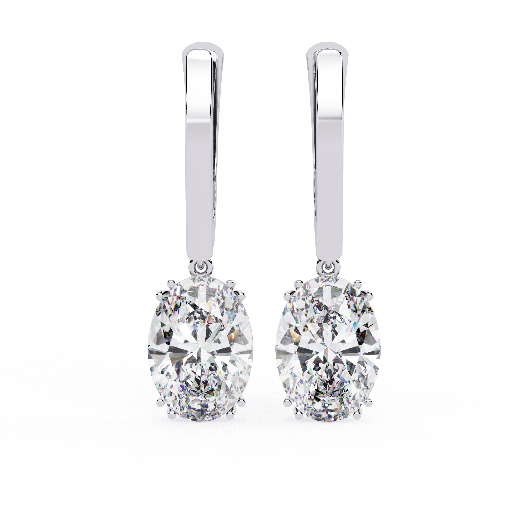 925 silver Oval Cut Lab Grown Diamond Drop Earrings