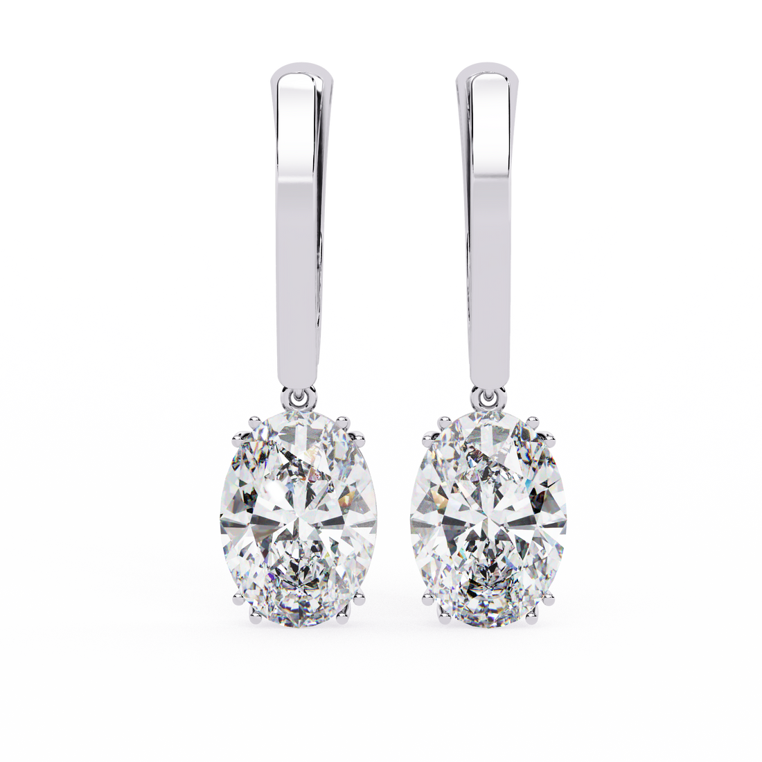 925 silver Oval Cut Lab Grown Diamond Drop Earrings