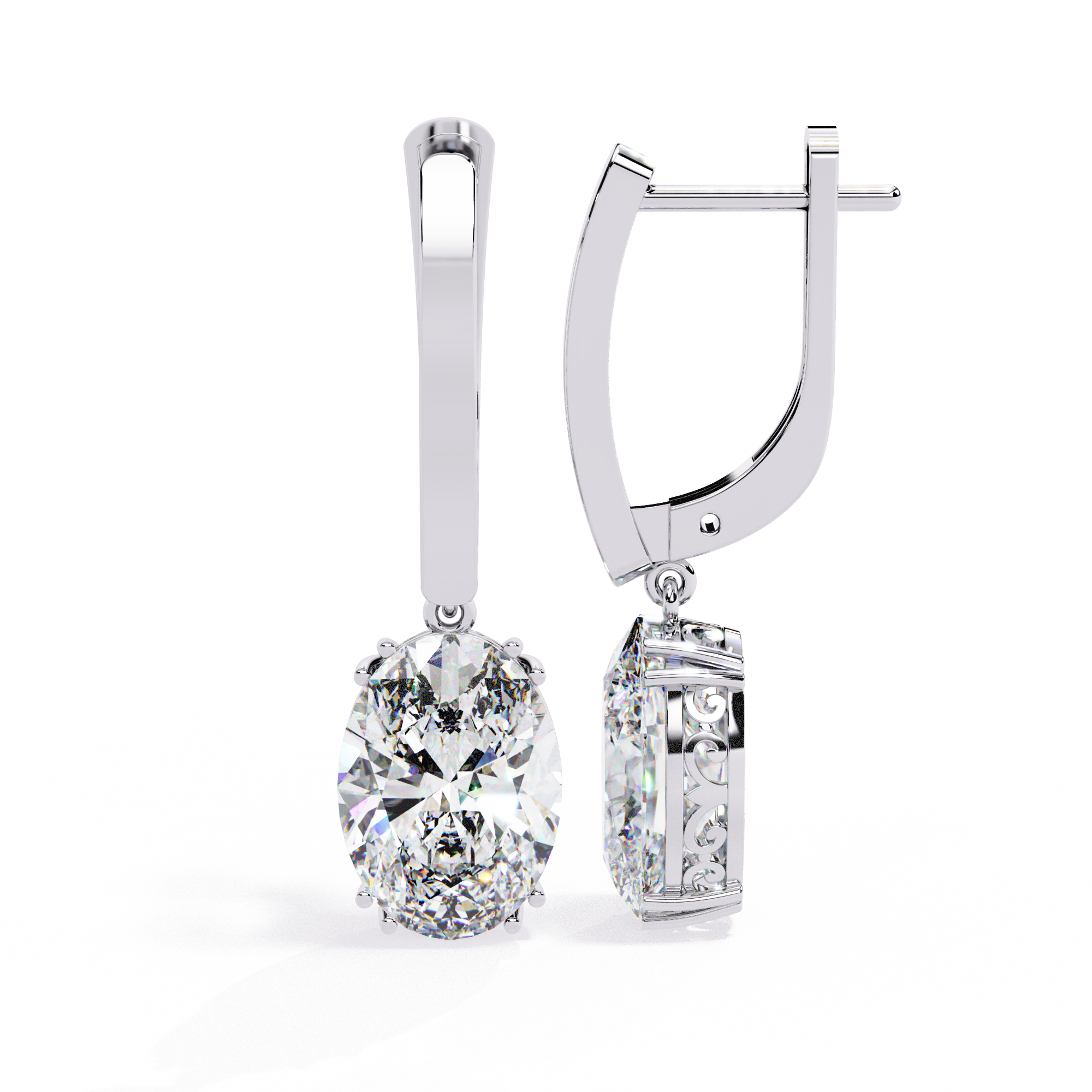 925 silver Oval Cut Lab Grown Diamond Drop Earrings