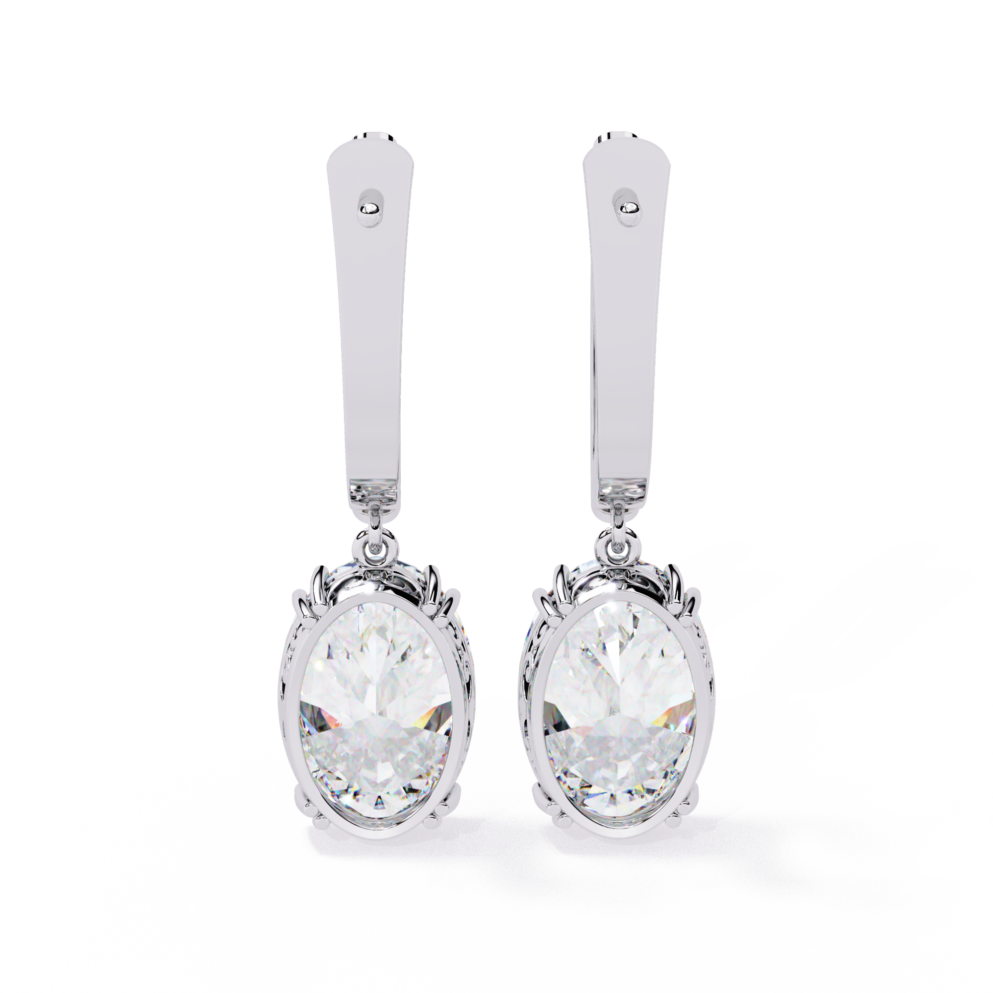 925 silver Oval Cut Lab Grown Diamond Drop Earrings