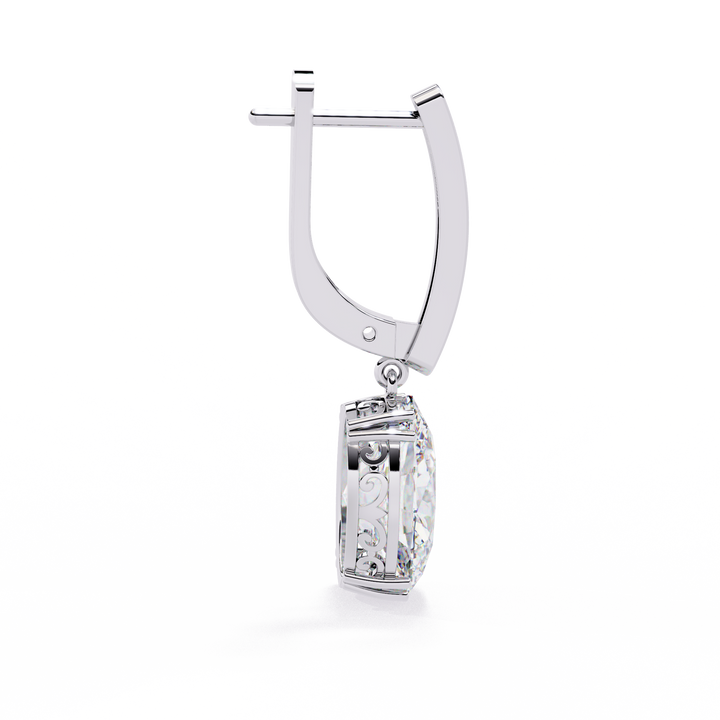 925 silver Oval Cut Lab Grown Diamond Drop Earrings