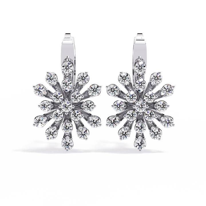 925 silver Sparkling Statement Floral Burst Lab Grown Diamond Earrings