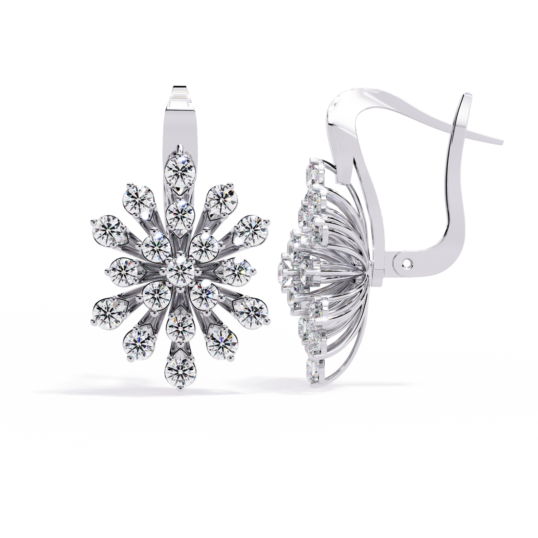 925 silver Sparkling Statement Floral Burst Lab Grown Diamond Earrings