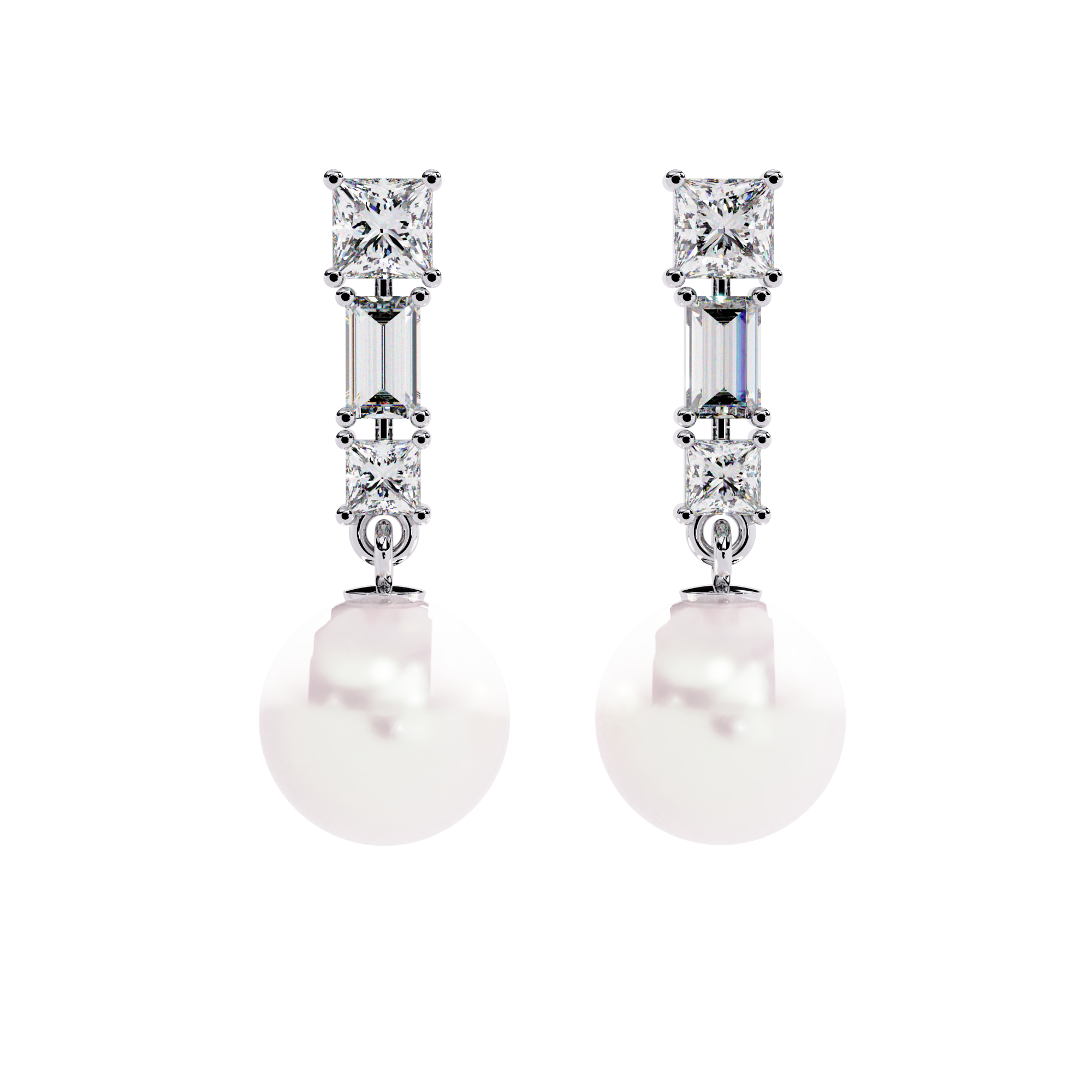 925 silver Youthful Pearl and Diamond Danglers