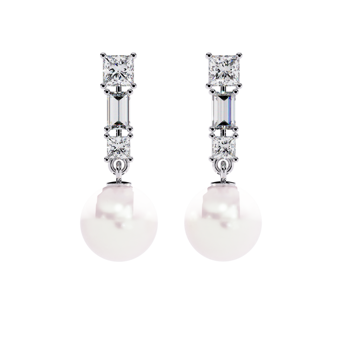 925 silver Youthful Pearl and Diamond Danglers