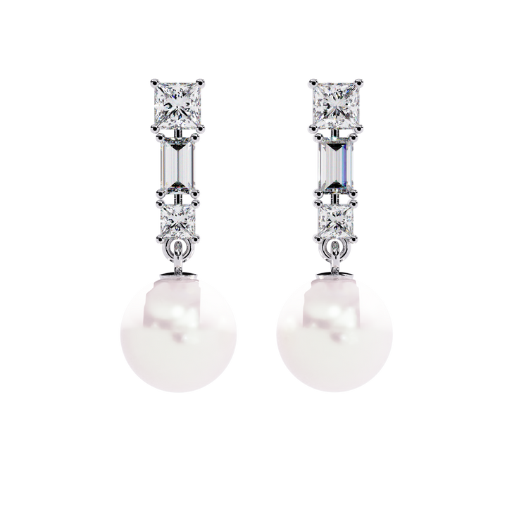925 silver Youthful Pearl and Diamond Danglers