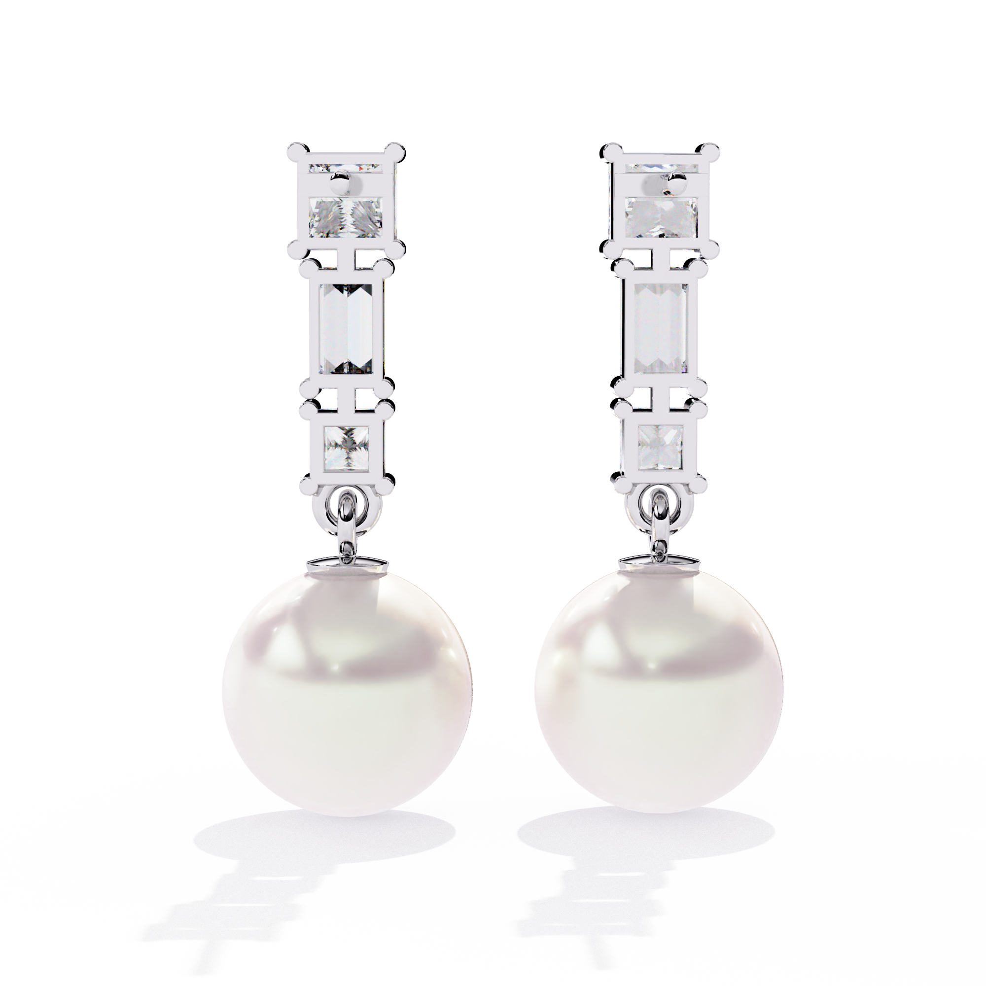 925 silver Youthful Pearl and Diamond Danglers