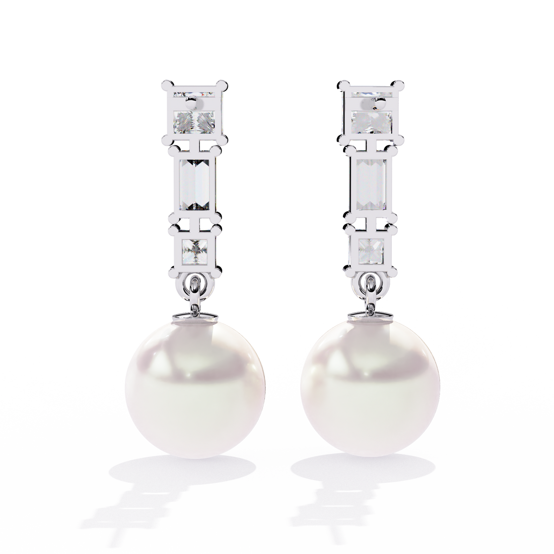 925 silver Youthful Pearl and Diamond Danglers