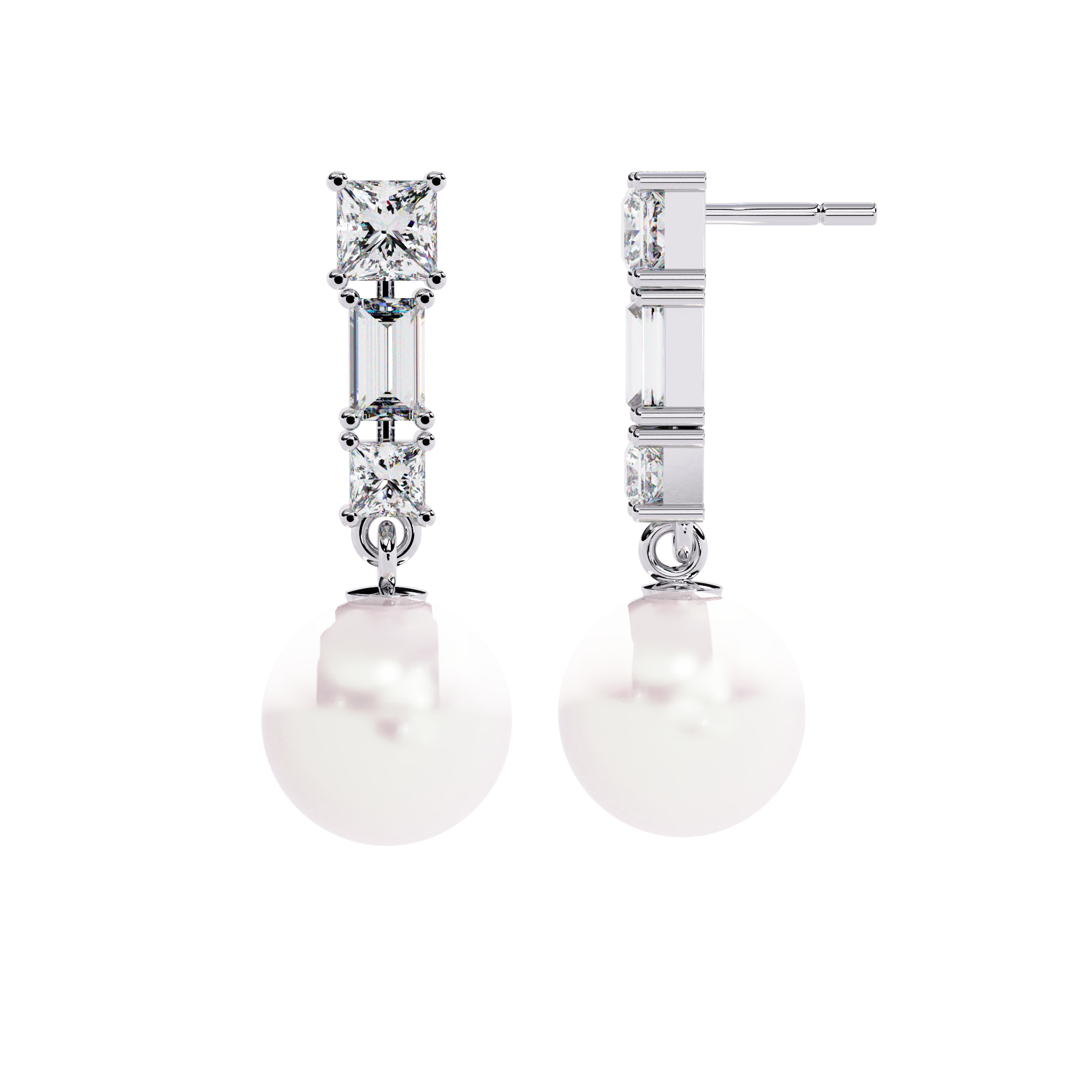 925 silver Youthful Pearl and Diamond Danglers