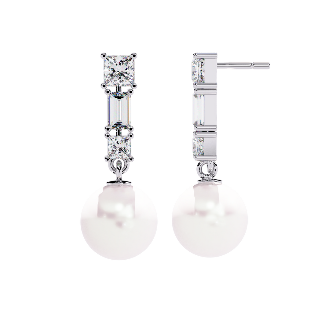 925 silver Youthful Pearl and Diamond Danglers