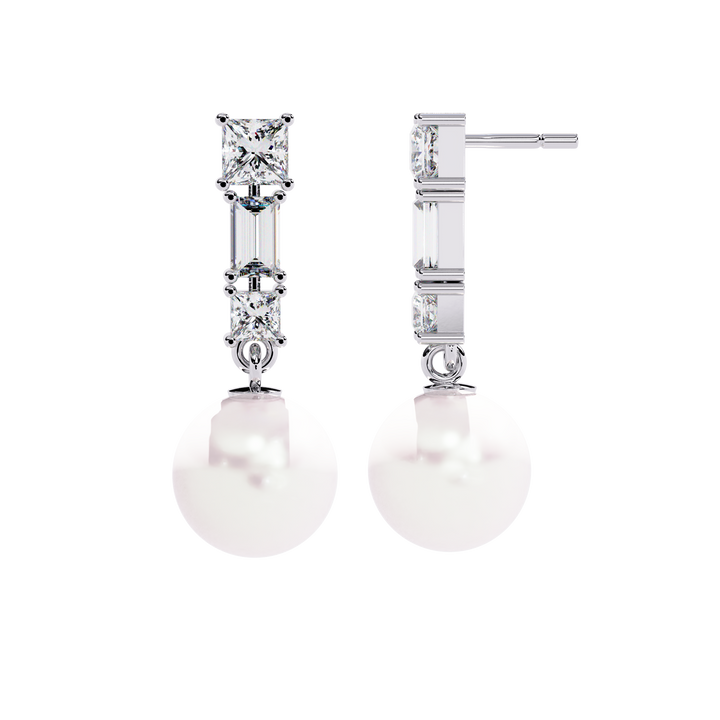 925 silver Youthful Pearl and Diamond Danglers