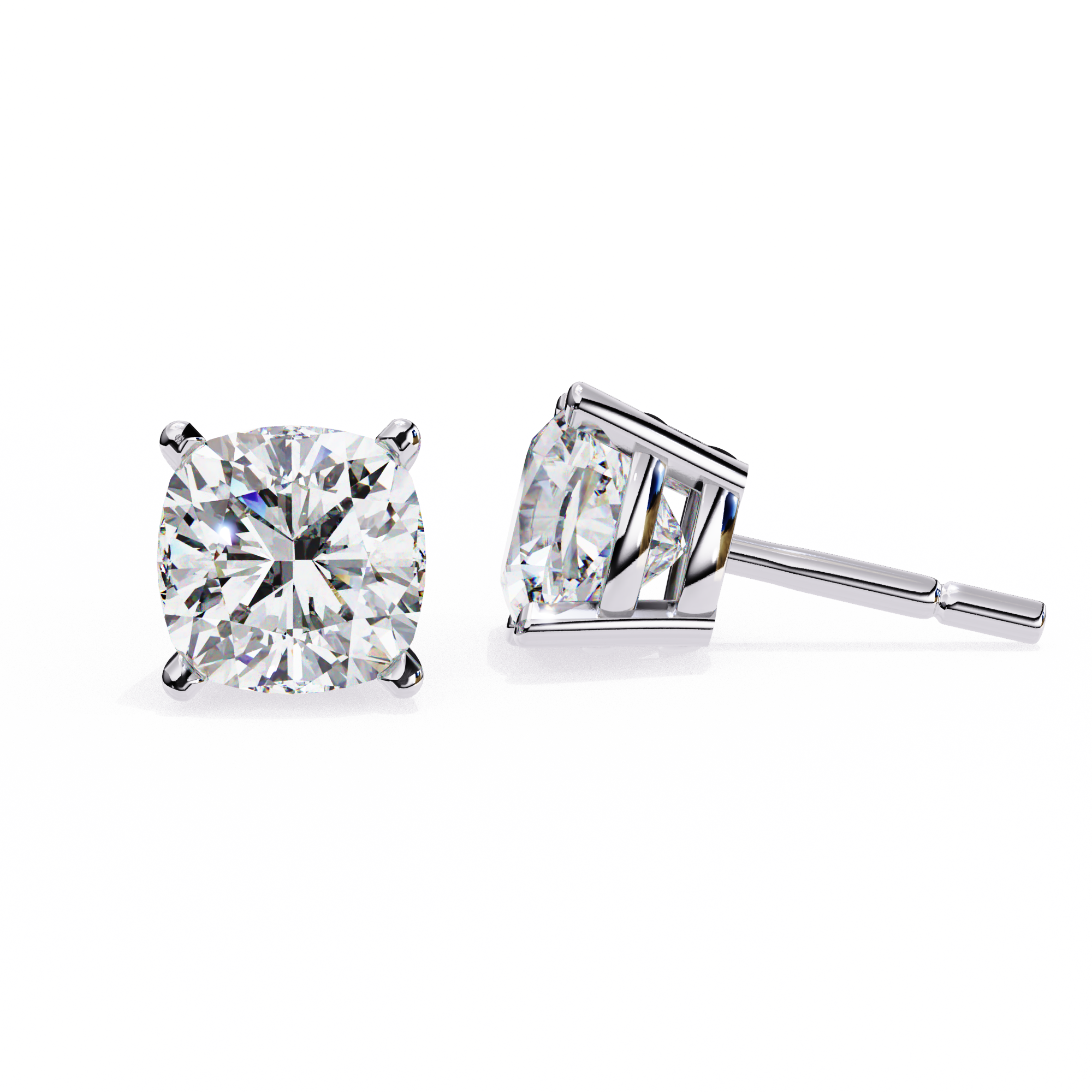 2.30 Carats Cushion Diamond Studs