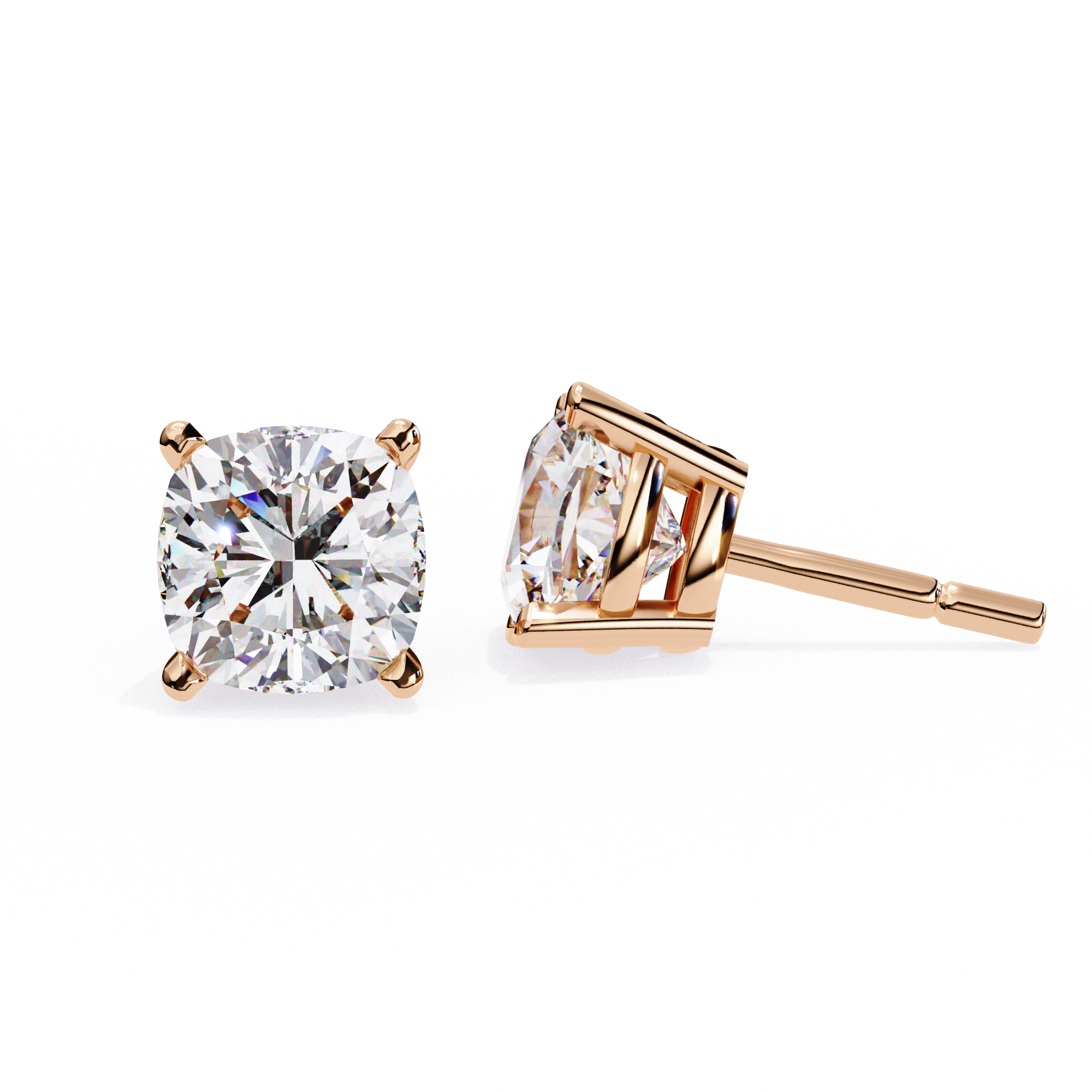 2.30 Carats Cushion Diamond Studs