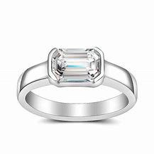 East West Emerald Diamond Ring