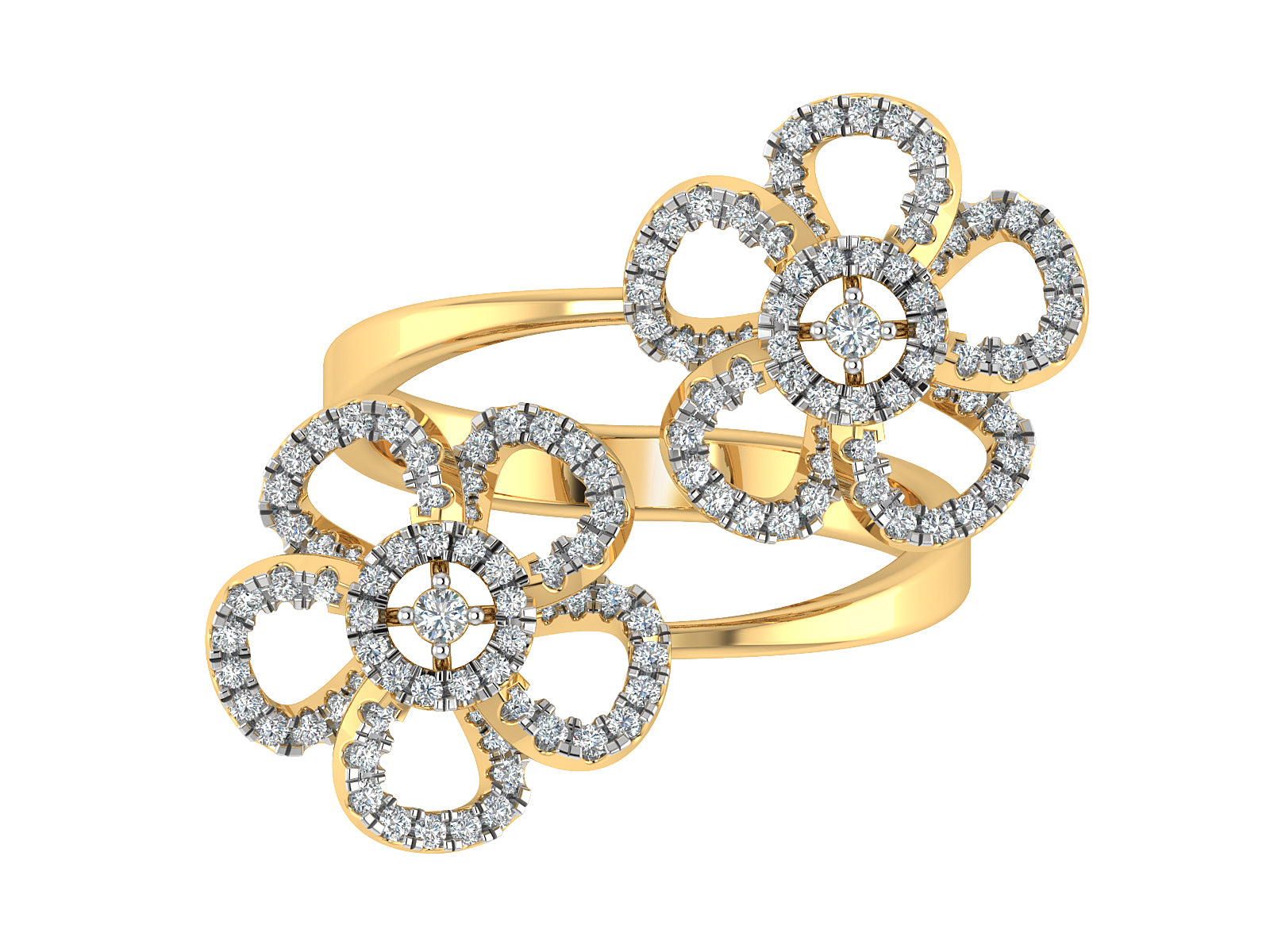 Twin Blossom Diamond Ring