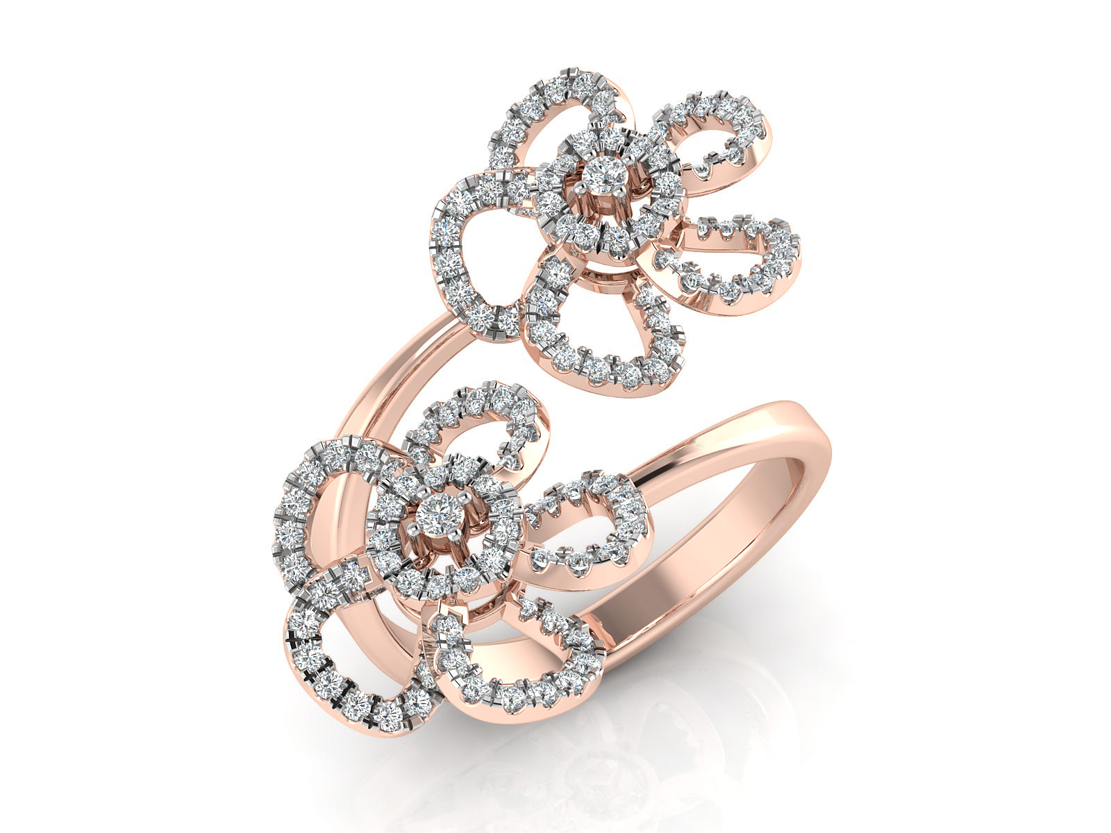 Twin Blossom Diamond Ring