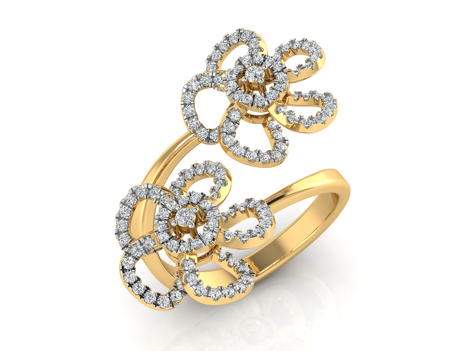 Twin Blossom Diamond Ring
