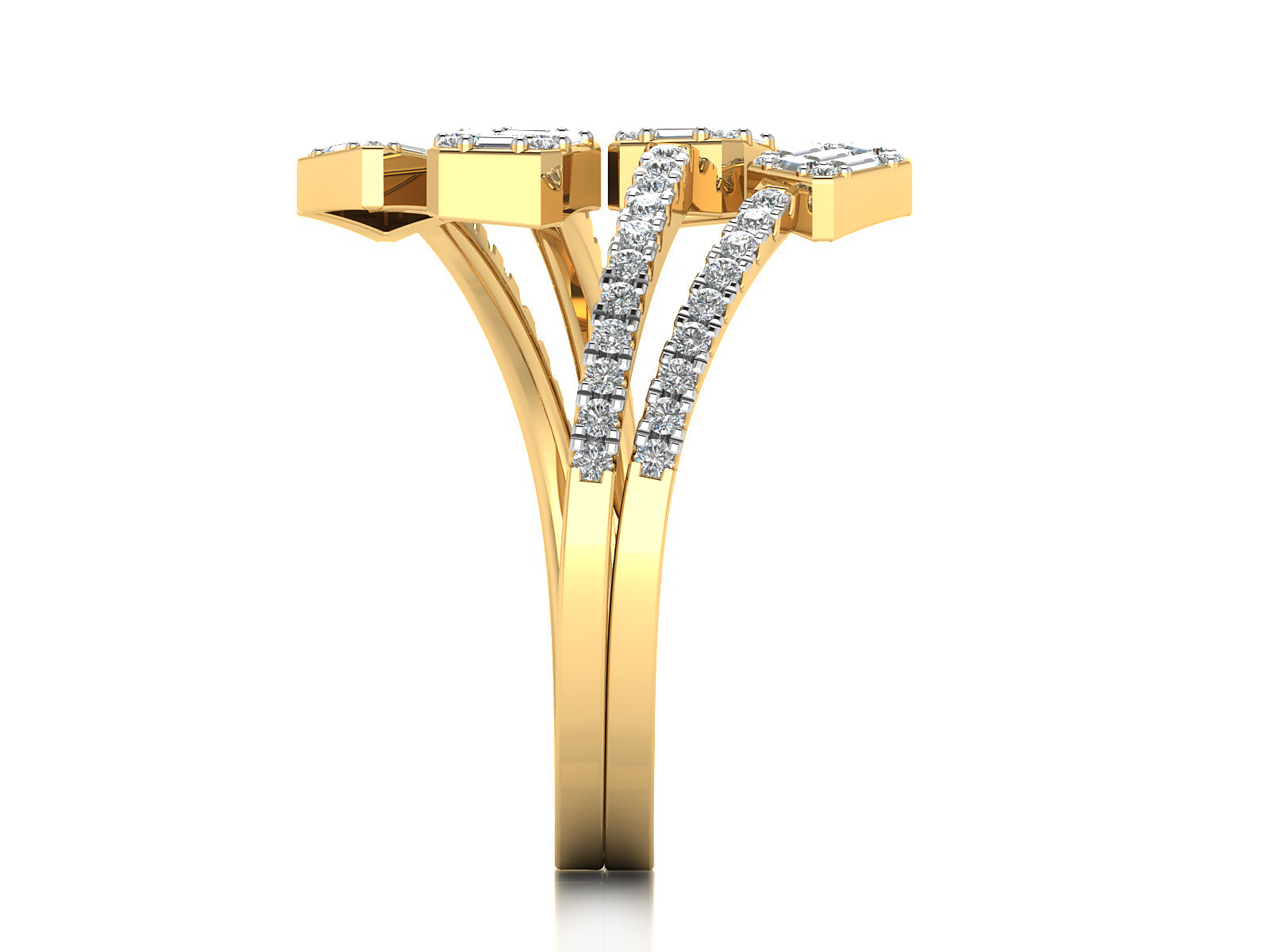 Quad Diamond Cluster Ring