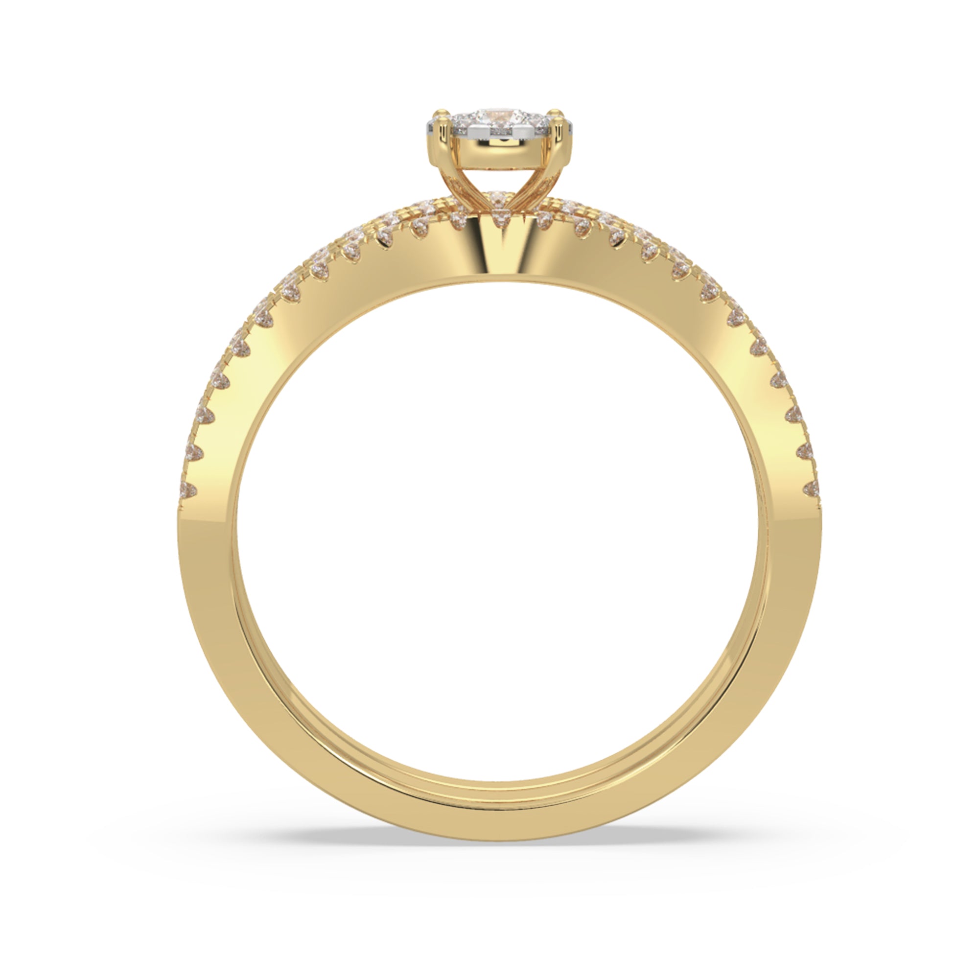 Lab-Grown Diamond Criss-Cross Ring – Multi-Row Statement Band