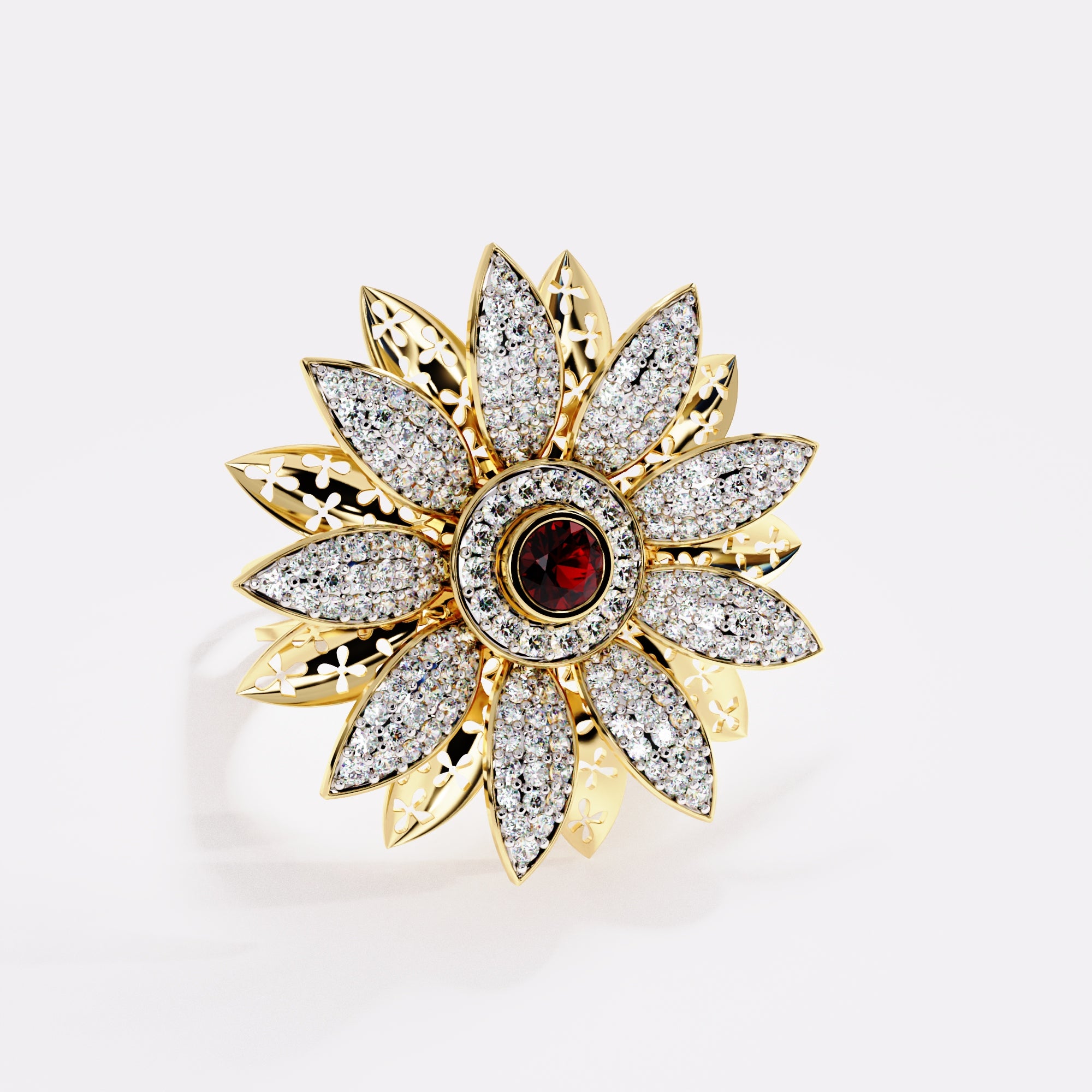 Abstract Flower Diamond Ring