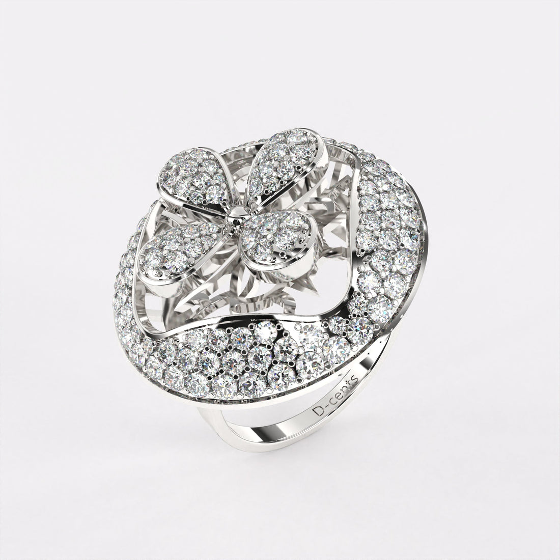 Arranged Petals Diamond Ring in 925 Silver