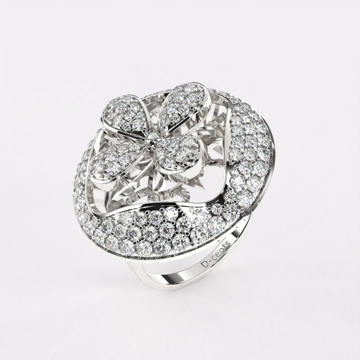 Arranged Petals Diamond Ring in 925 Silver