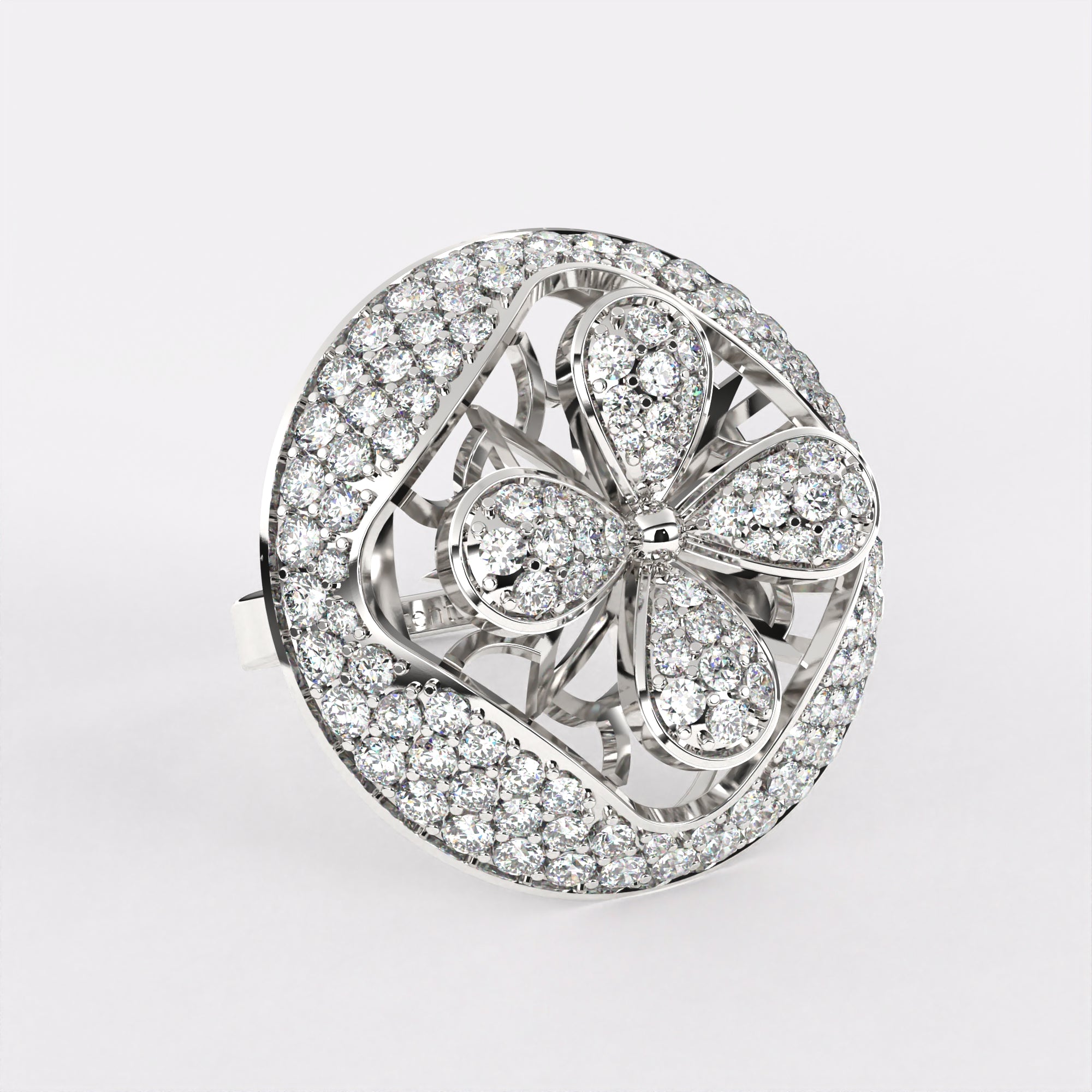Arranged Petals Diamond Ring in 925 Silver