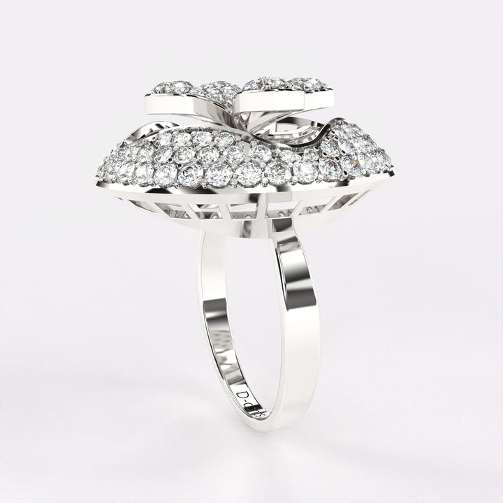 Arranged Petals Diamond Ring in 925 Silver