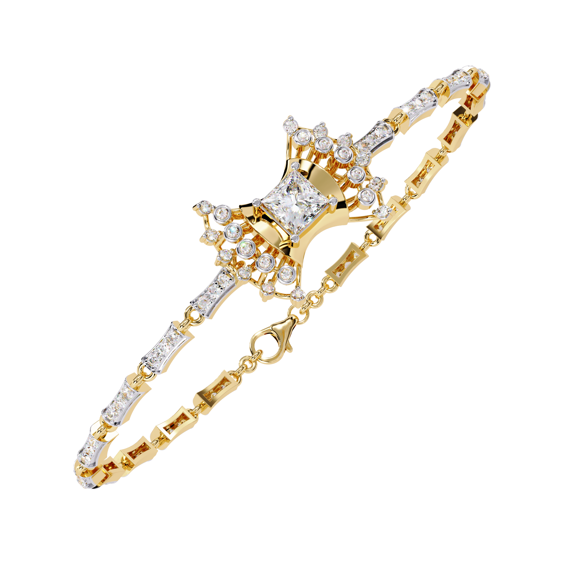 Bow Princess Cut Lab Grown Diamond Bracelet