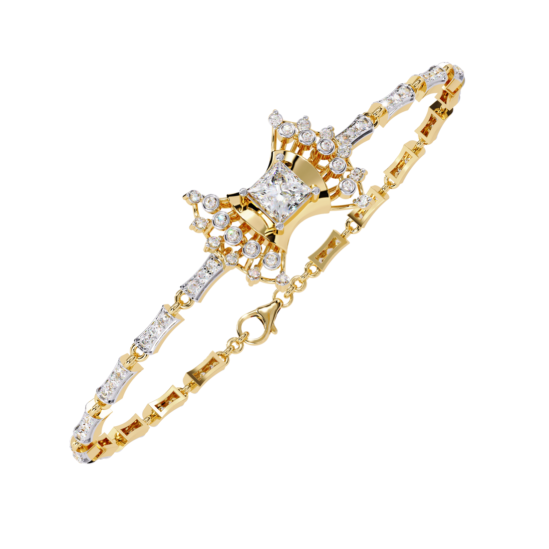 Bow Princess Cut Lab Grown Diamond Bracelet