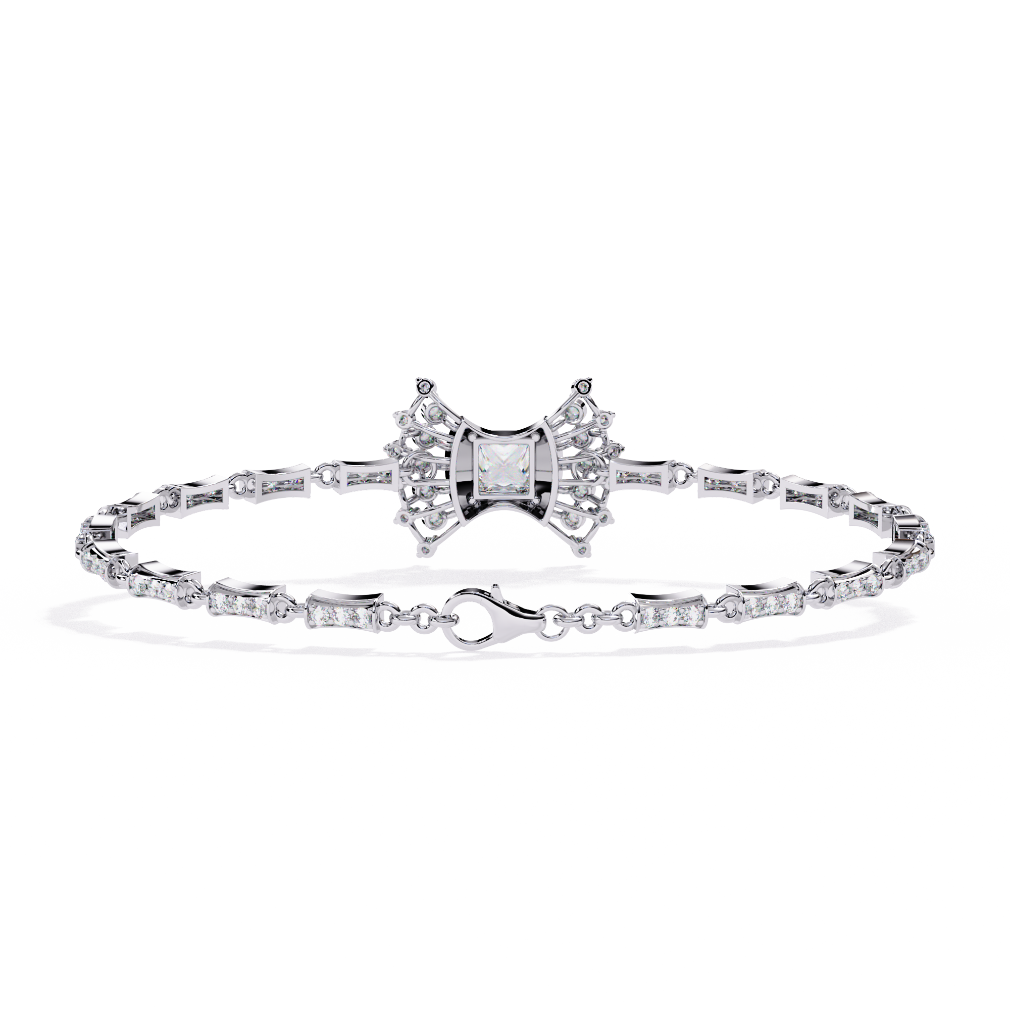 Bow Princess Cut Lab Grown Diamond Bracelet
