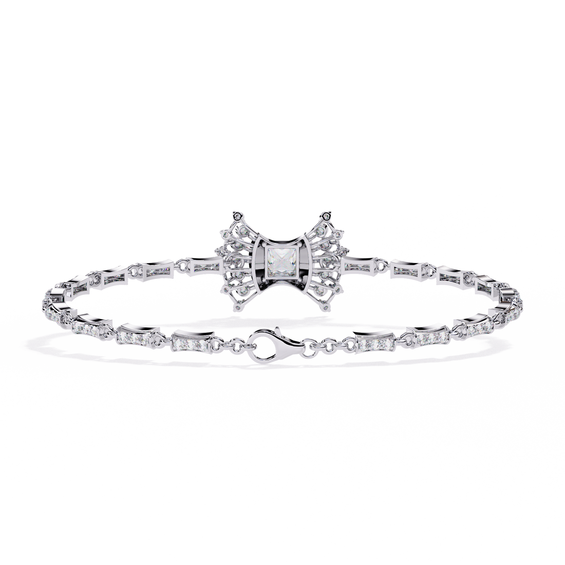 Bow Princess Cut Lab Grown Diamond Bracelet