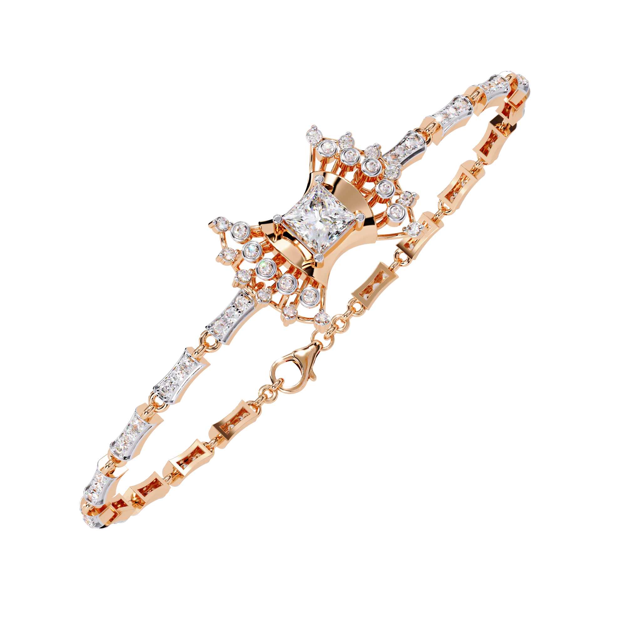 Bow Princess Cut Lab Grown Diamond Bracelet