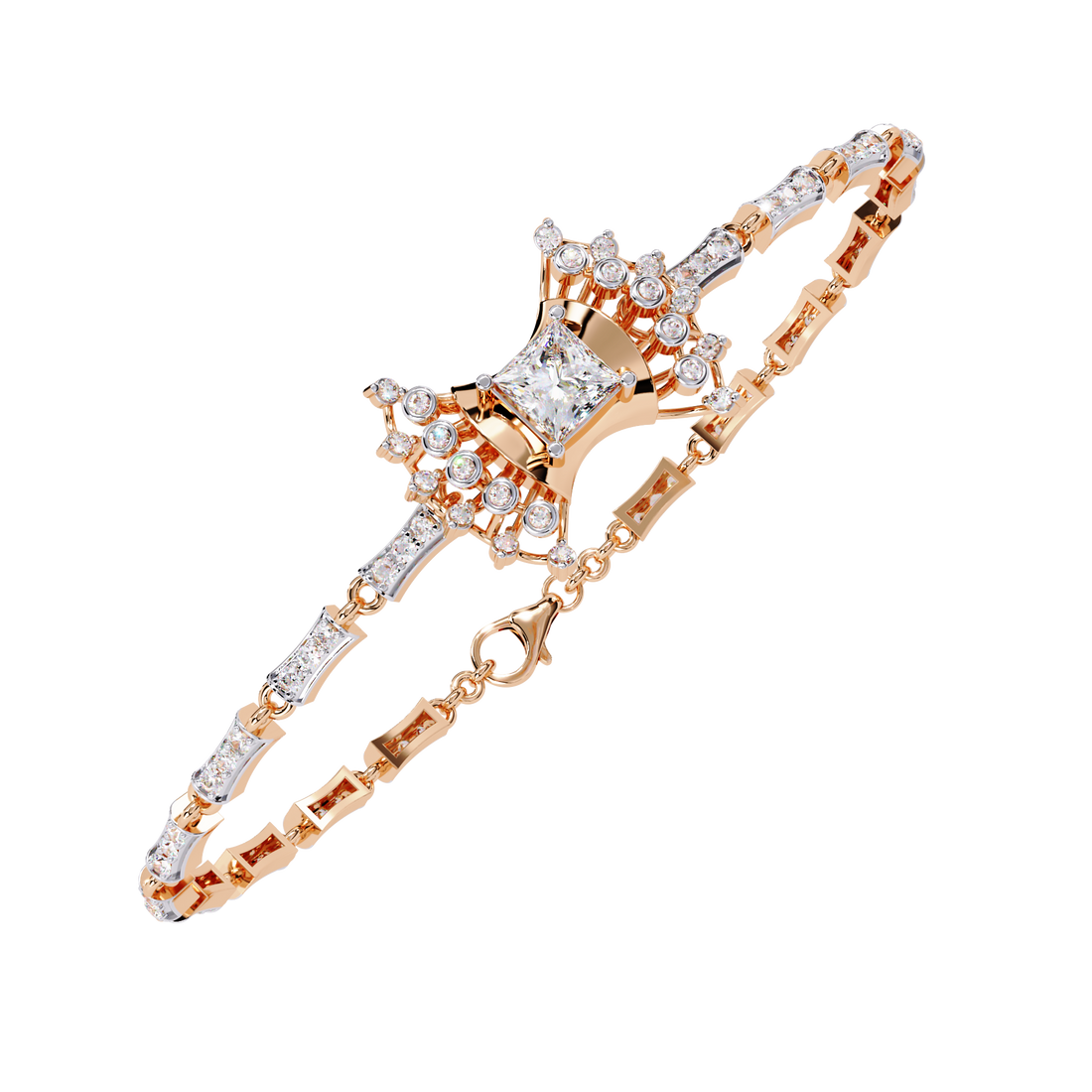 Bow Princess Cut Lab Grown Diamond Bracelet