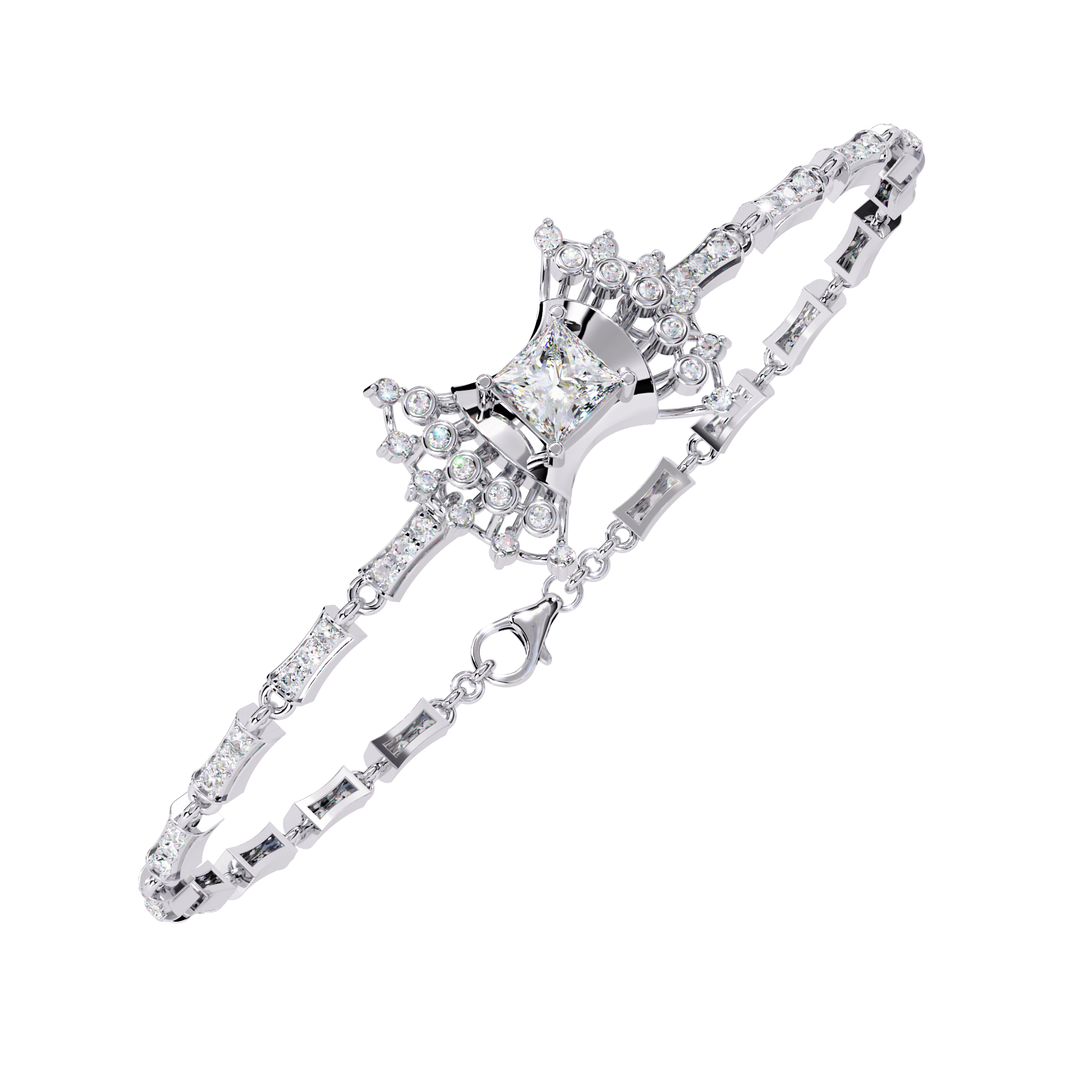 Bow Princess Cut Lab Grown Diamond Bracelet