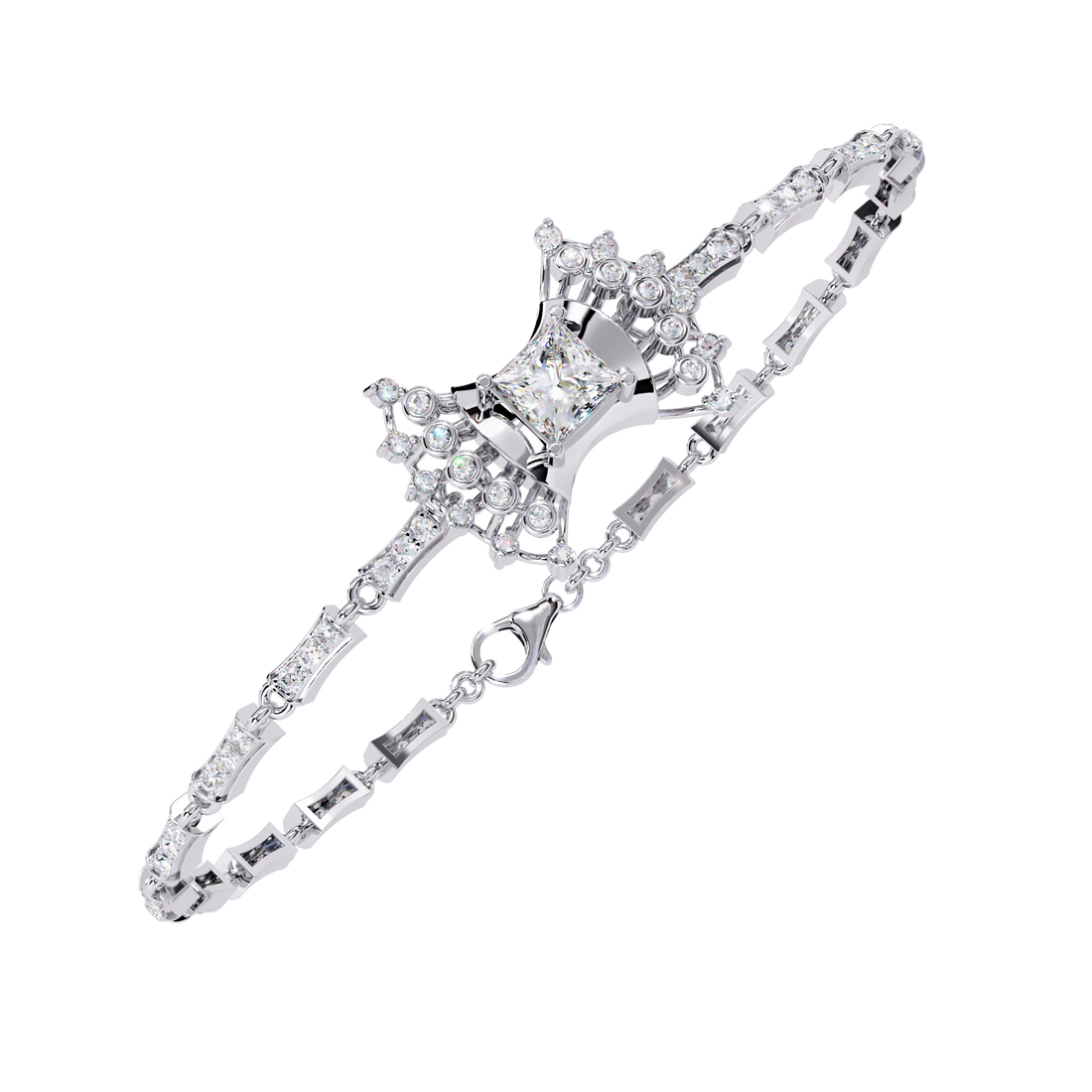 Bow Princess Cut Lab Grown Diamond Bracelet