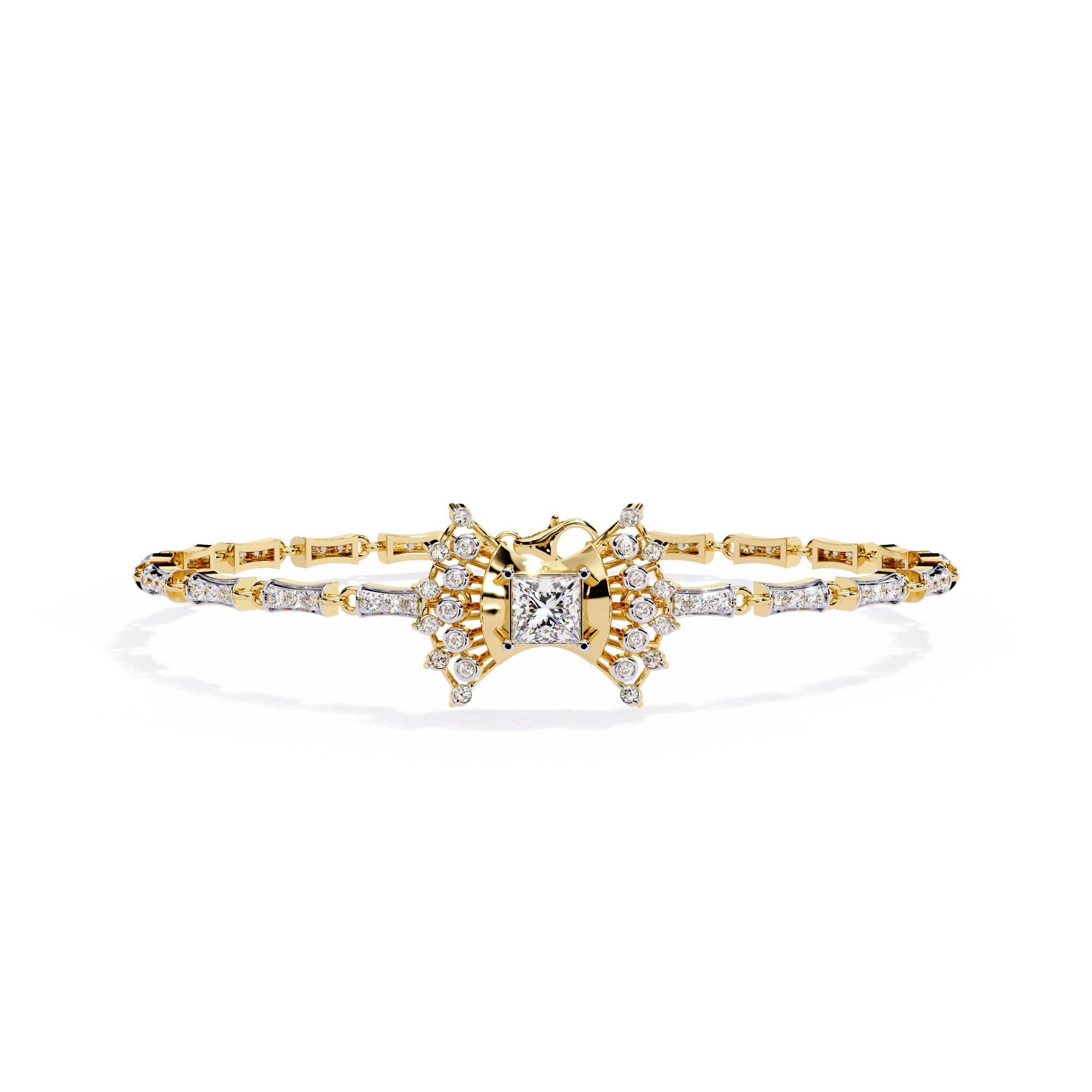 Bow Princess Cut Lab Grown Diamond Bracelet