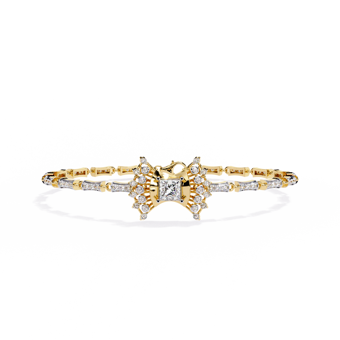 Bow Princess Cut Lab Grown Diamond Bracelet