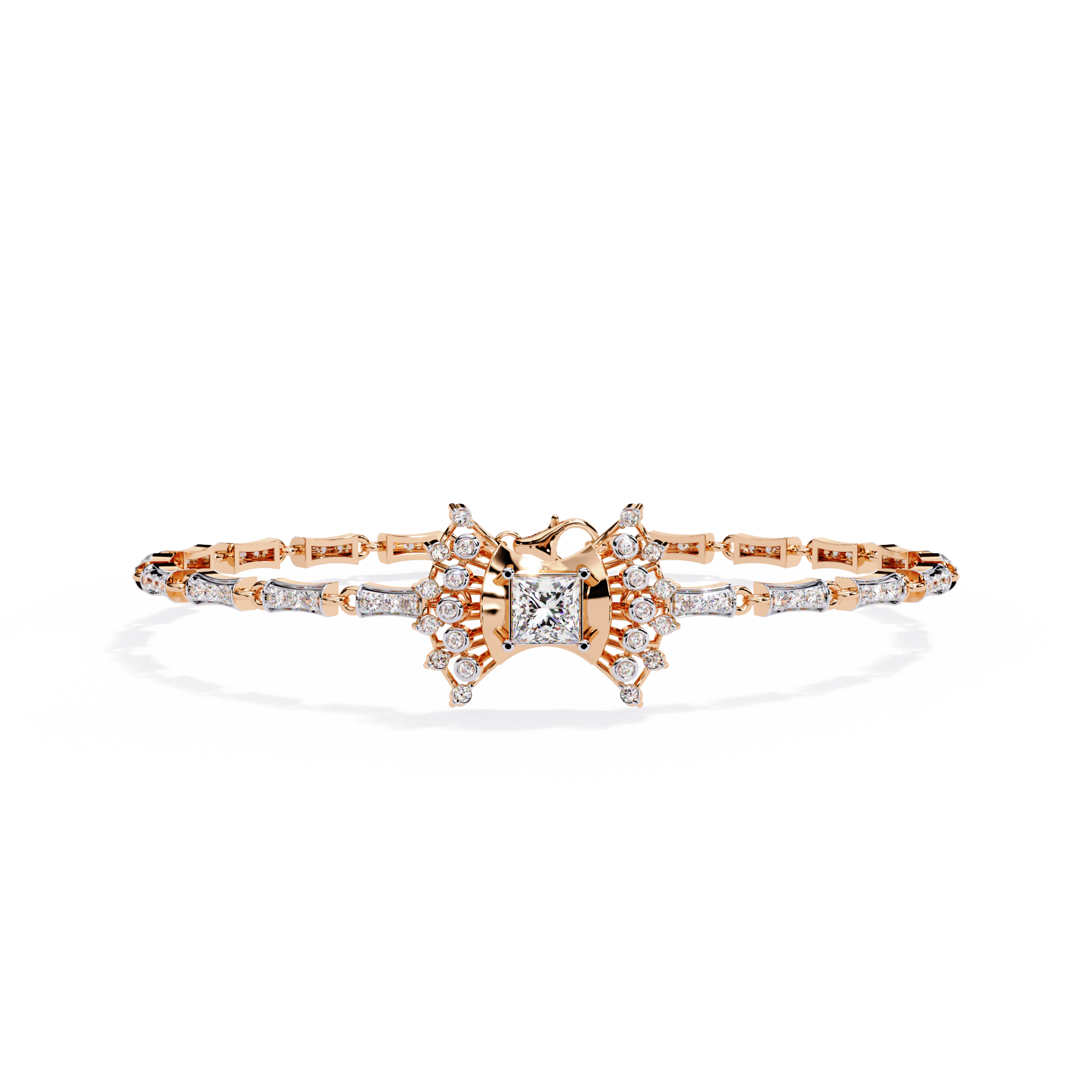 Bow Princess Cut Lab Grown Diamond Bracelet