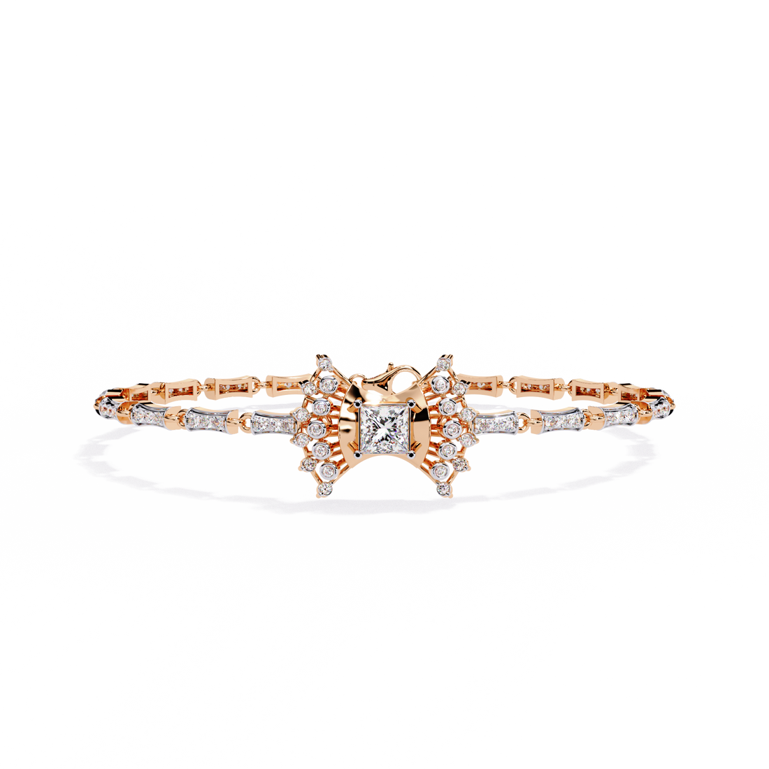 Bow Princess Cut Lab Grown Diamond Bracelet