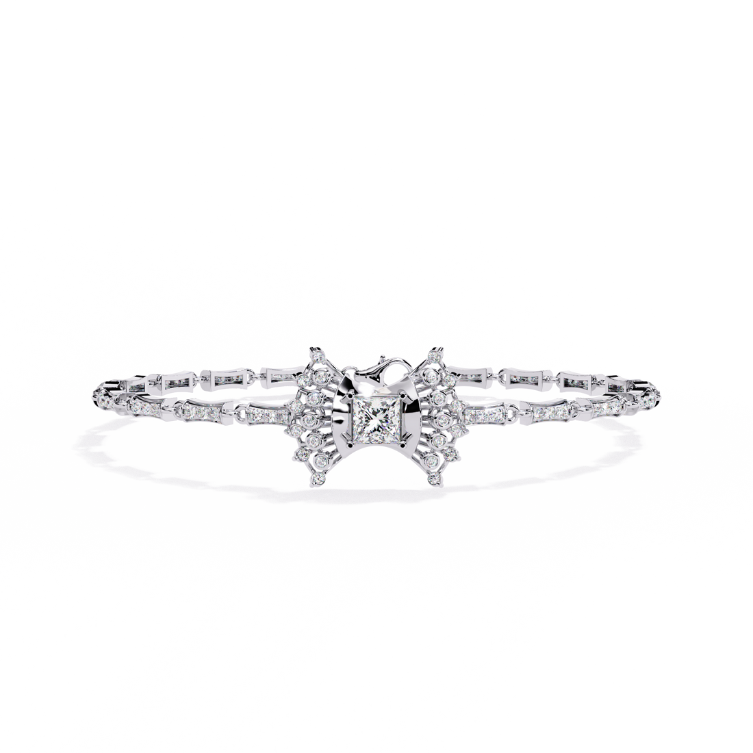 Bow Princess Cut Lab Grown Diamond Bracelet
