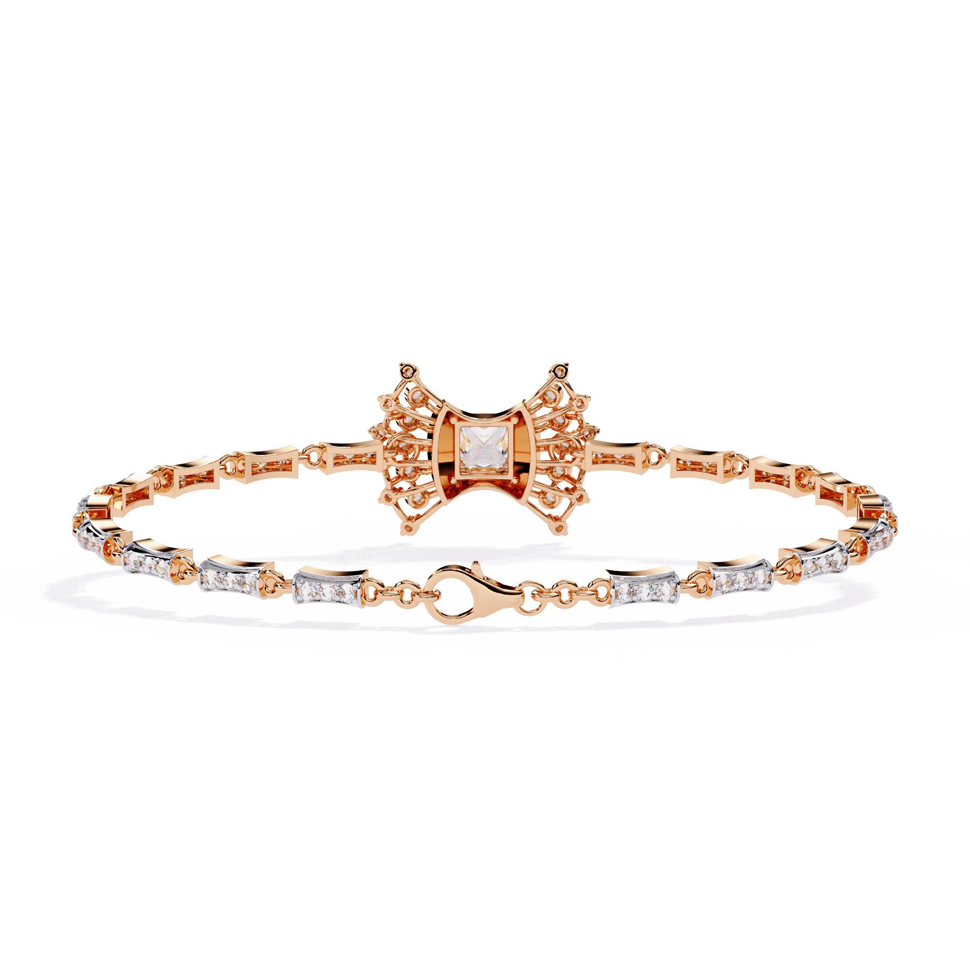 Bow Princess Cut Lab Grown Diamond Bracelet